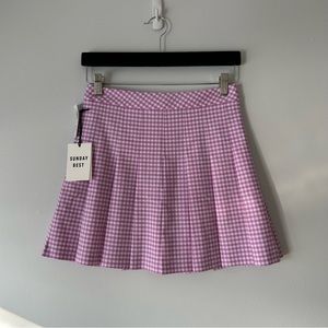 Sunday Best Olive Micro Pleated Skirt - Pink Check